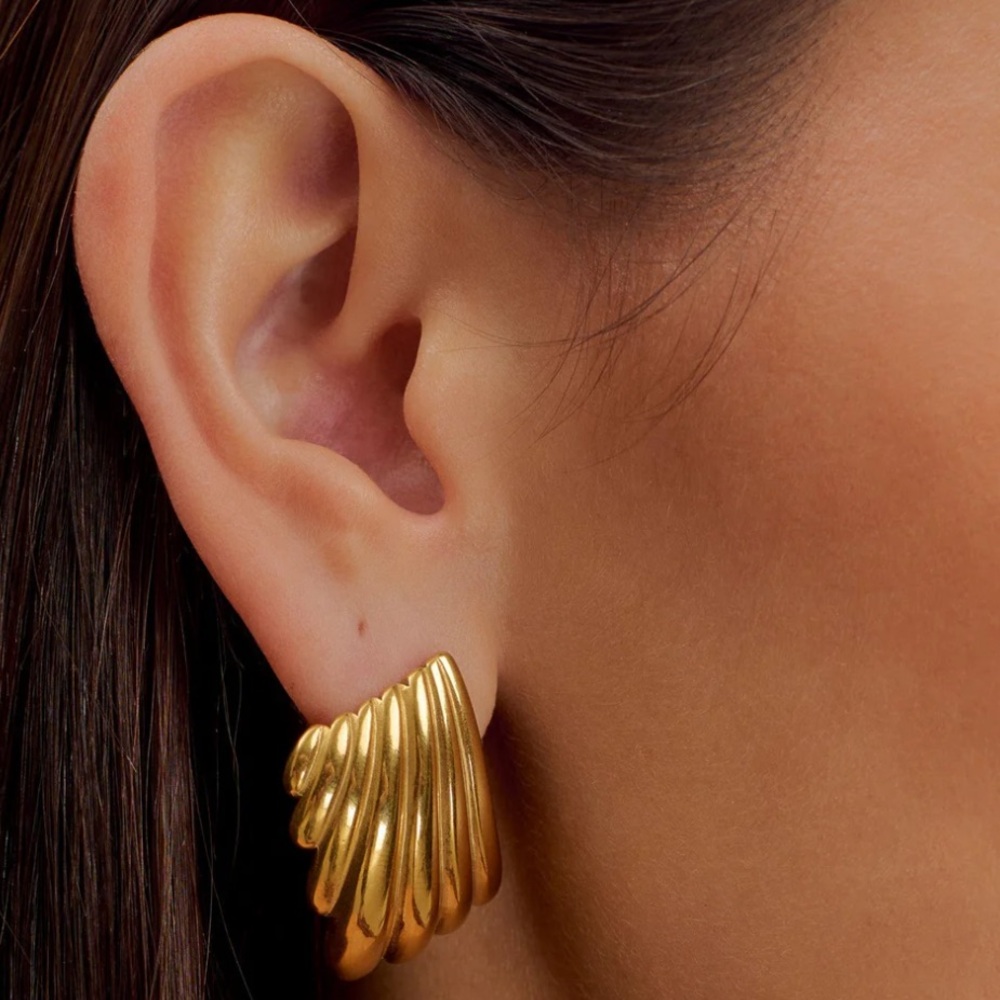 Meshki Gold Stainless Steel Olympia Textured Earrings